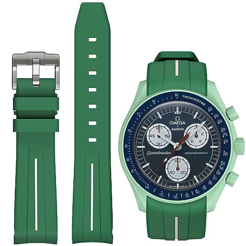 Image of Bands for Moonswatch Watch,Curved No Gap Rubber Strap Compatible with Omega X Swatch Moonswatch Speedmaster /Rolex /SEIKO 20mm Watch,Swatch Omega Moonswatch Speedmaster Watch Replacement Band Men Women
