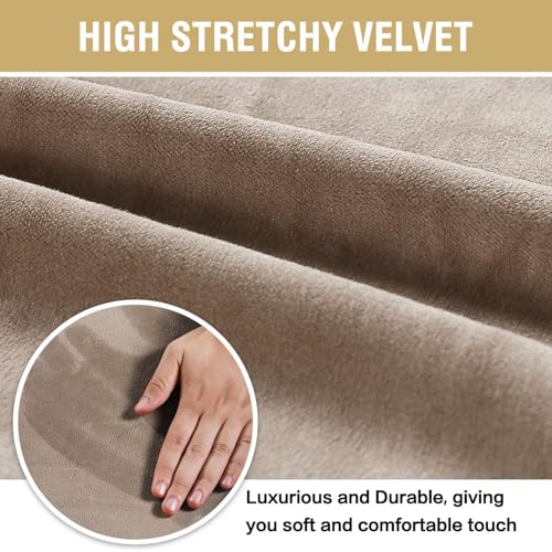 H.VERSAILTEX Velvet Dining Chair Covers Stretch Chair Covers for Dining Room Set of 6 Parson Chair Slipcovers Chair Protectors Covers Dining, Soft Thick Solid Velvet Fabric Washable, Taupe - Image 6