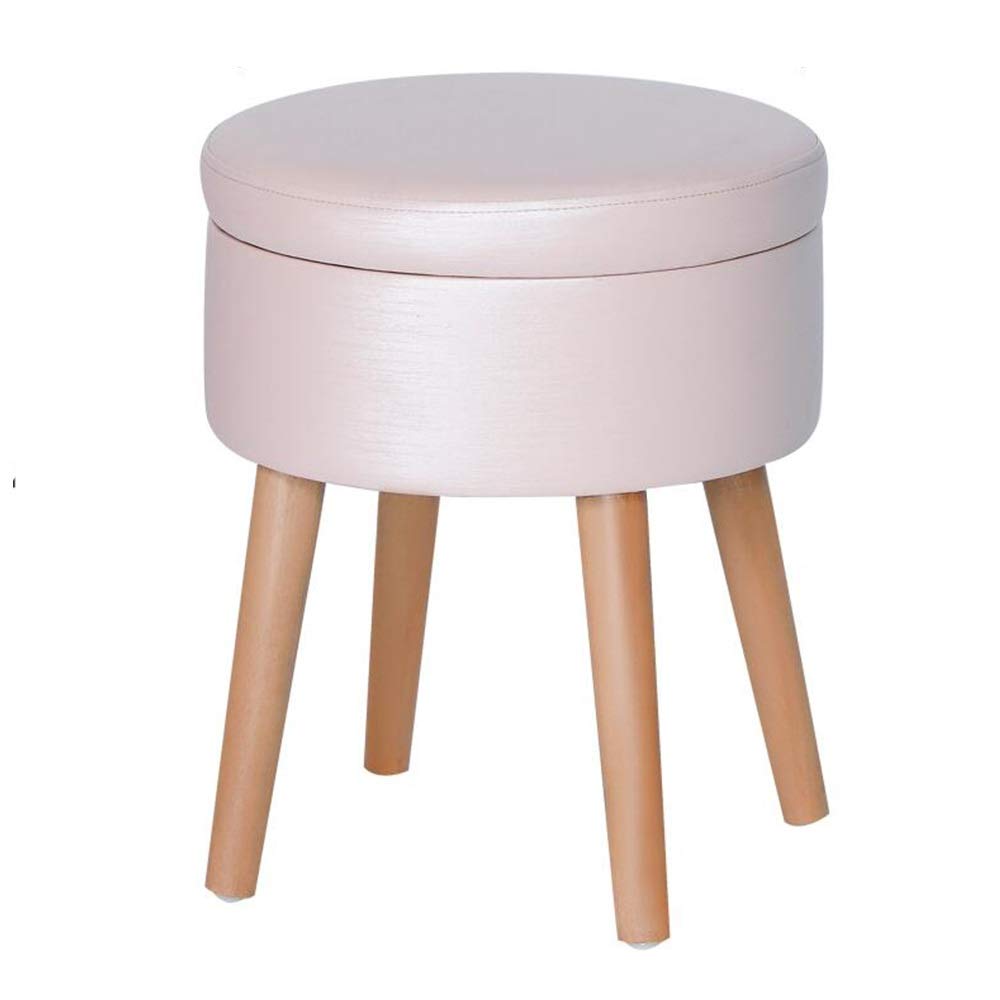 Tabouret en bois ottoman rond avec coffre de rangement de débris