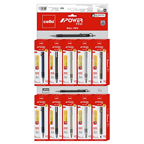 Image of Cello Aspro Mavro Ball Pen Set (Bulk Pack of 50 pens with Stand- Assorted) Power Ballpen-Blue [Count of 10]