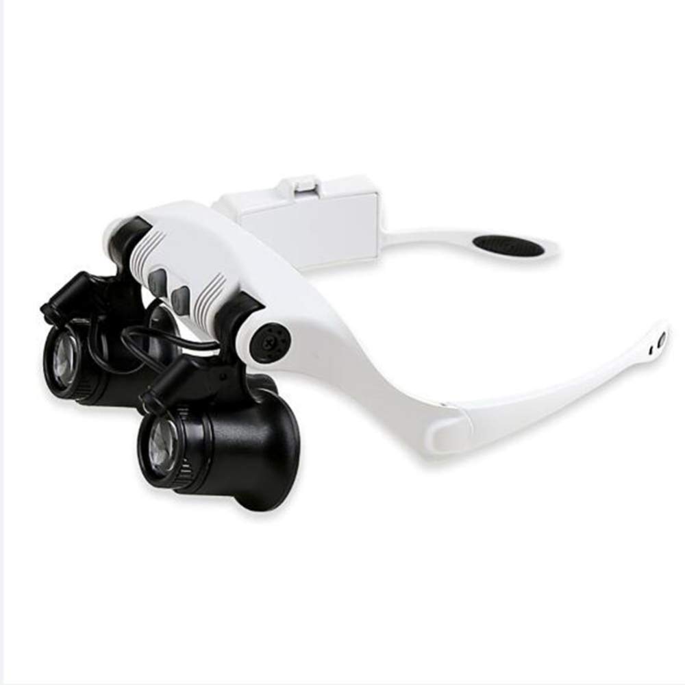 asdchZen Lighted Headset Magnifying Glasses,With 2Led Lights Head- Magnifier Loupe For Electronics Eyelash Crafts Jewelry Circuit Watch Repair,10X,15X,20X,25X A/A