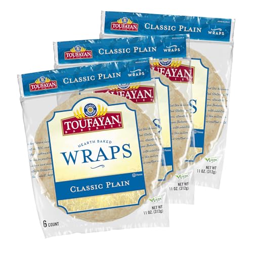 Toufayan Classic Plain Tortilla Wraps (3 Pack, 18 Wraps Total)