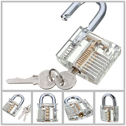 Ojah® – New Cutaway transparent Vorhängeschloss Schloss für Locksmith Praxis Training Skill Pick-Set – siehe durch – Pick a Lock – 2 Schlüssel inklusive – Lockpicking Trainer