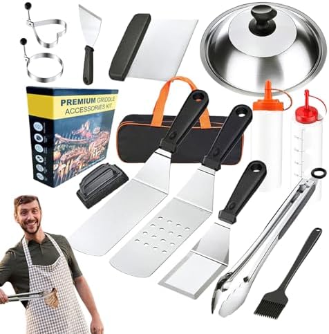 Juego De Parrilla para Exteriores – Accesorios Utensilios Cocina Al Aire Libre Eficientes – Set 14 Piezas Acero Inoxidable Resistente para Jardín Terraza Carnes Verduras Camarones Camping