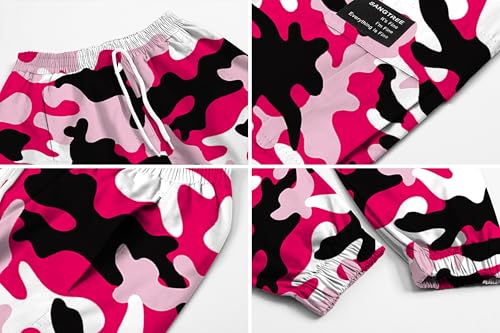 Image of SANGTREE Kids Girls Fashion 2 Piece Clothes Set, Crop Top Cargo Jogger Pants Outfit Hip Hop Dance, Rose red+Camouflage red Camouflage, 6-7Y = Tag 130