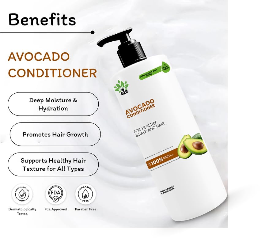 Image of GIR Avocado Shampoo - 500ML & Conditioner - 500ML Combo - Gentle Cleansing and Conditioning Formula for Smooth, Healthy Hair