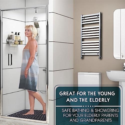 Image of ENKOSI Non-Slip Square Shower Mat 21 x 21 inch - Anti-Slip PVC Bath Mat for Inside Shower Stalls - Durable Shower Floor Mat with Suction Cups and Drain Holes (21x21 Clear Blue)