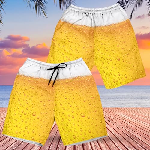 Summer Beer Men's Swim Trunks - Beer Festival Hawaiian Shorts for Men, Men's Summer Bathing Shorts Set 163