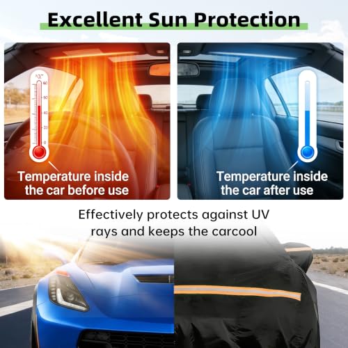 Image of Car Cover for Corvette C7 Stingray /Z51 /Z06 (2014-2019), Vehicle Cover Waterproof All Weather with Zipper Door, 6-Layer Heavy Duty Car Cover for Sun, Dust,Rain & Snow Protection, Indoor & Outdoor Use