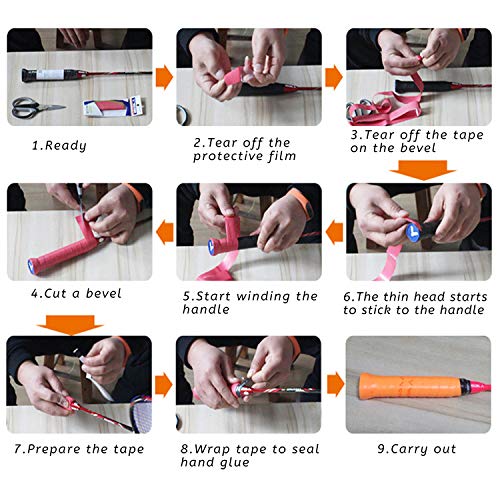 LATTCURE Griffbänder Badminton Grip, Badminton Griffband Schweißband PU Racquet Grip Anti Slip Griffband rutschfeste Schläger Grip Tape für Squash Tennis Badminton, 8 Stück - Image 4