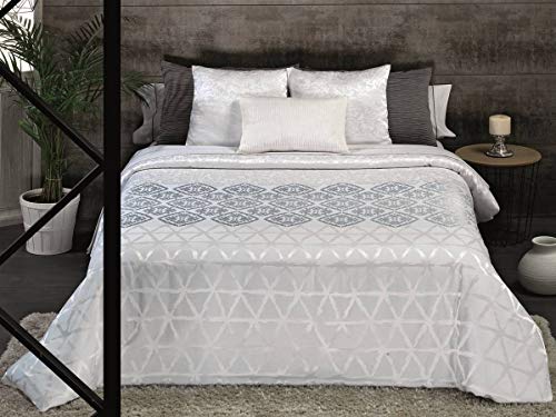 CAÑETE - Funda Nórdica Bergamo Cama 150 - Color Beig (Juego Duvet 3 Piezas con Bajera Ajustable, Funda y Funda de Almohada)