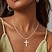 ORAZIO Cross Necklaces for Women 925 Sterling Silver Cross Necklace Tiny CZ Cross Necklace Simple Box Chain Cross Pendant Choker Necklaces-SP