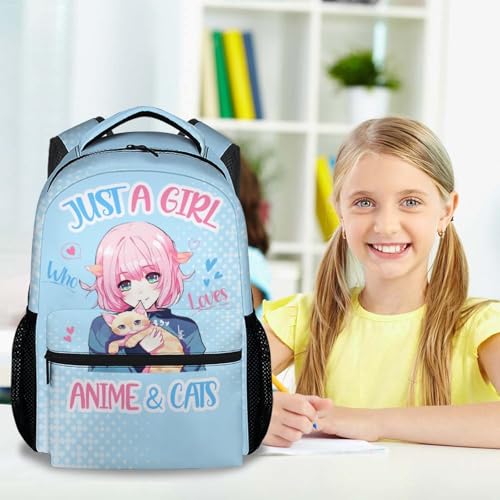 School Backpack for Girls, 17 Inch Cute Backpacks for Kids, Blue Portable Lightweight Bookbag for Middle School2