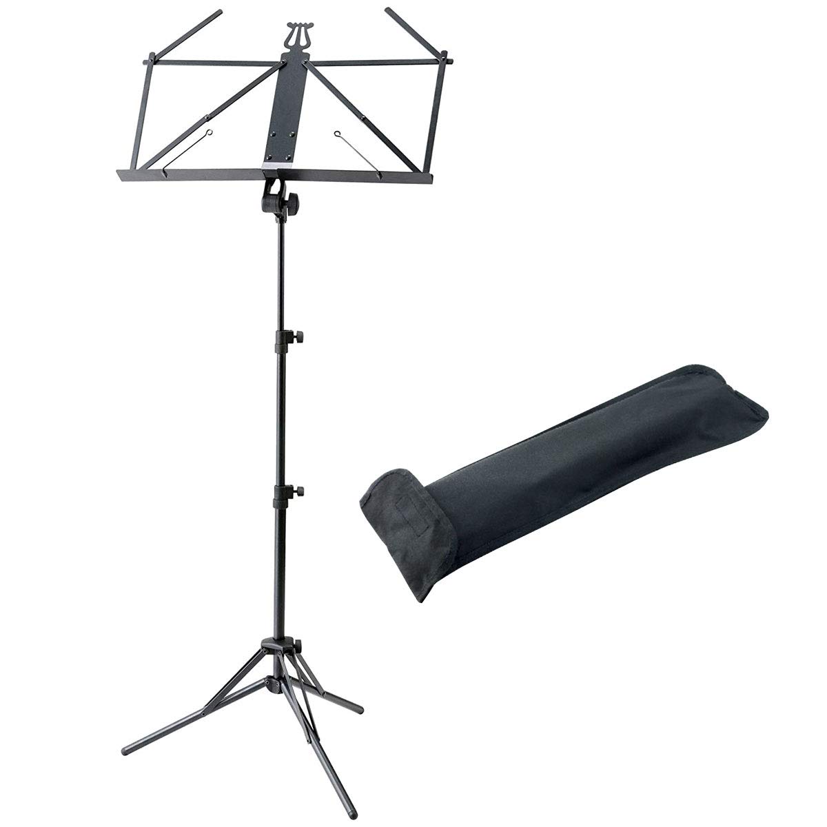 K&M 37855 ruka ultraleichter Aluminium Notenständer Schwarz + keepdrum Notenpult-Leuchte