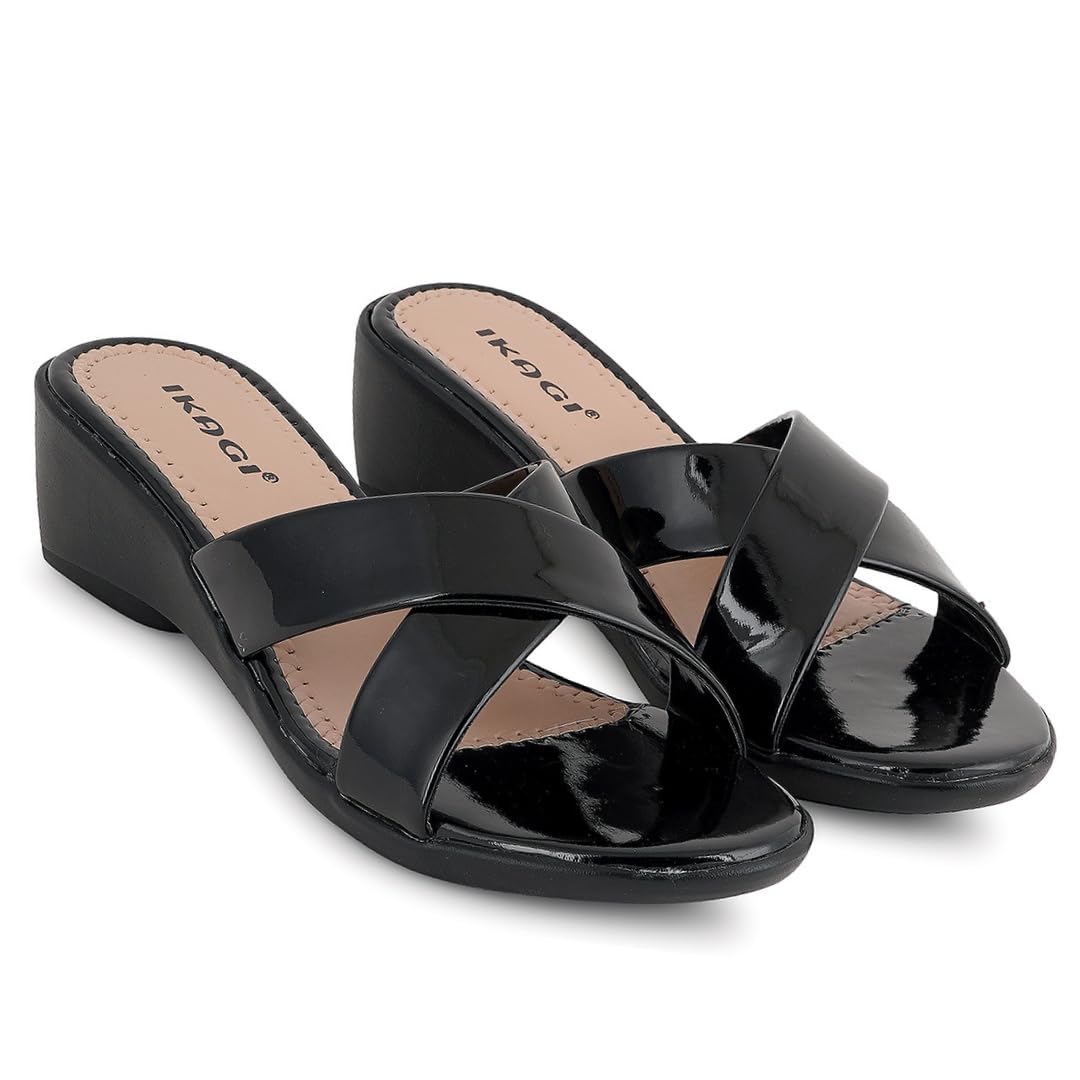 IKAGI Stylish And Comfortable Wedge Sandals for Girls and Women. (Black, 8) (B0D98GGYWL) Amazon Price History, Amazon Price Tracker