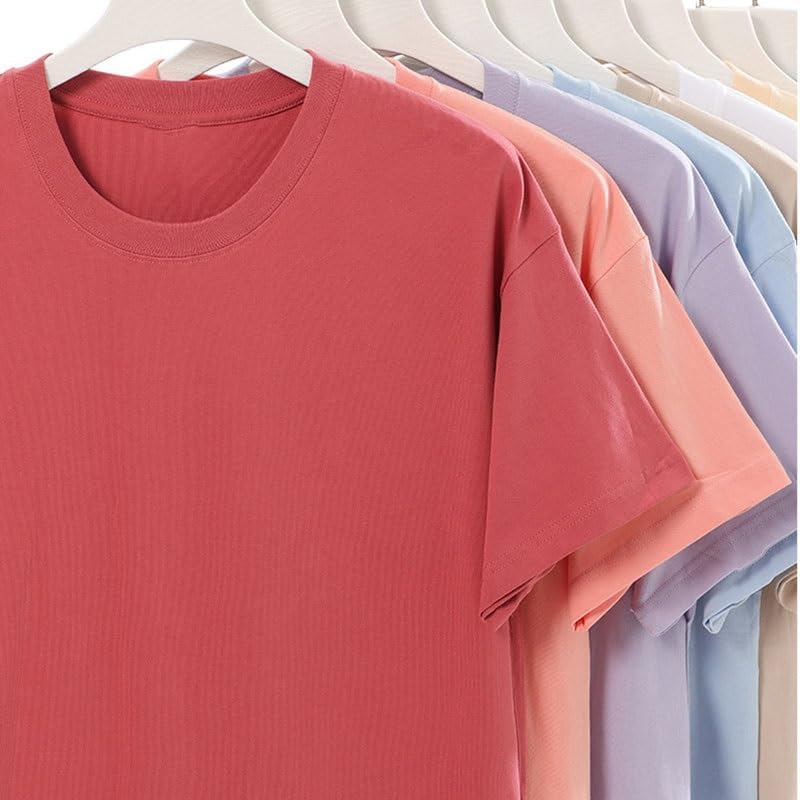 JSEIAJB Outdoor Cotton Sports Round-Neck Short-Sleeved Casual Breathable Sweat-Wicking T-Shirt Comfortable Versatile Vest(Red-1,Medium)