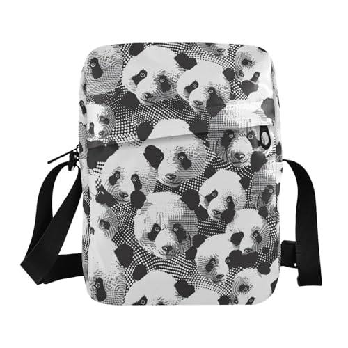 KLL Pointlism Pandas Black messenger bag crossbody Vegan Leather mens shoulder bag Casual Shoulder Hand Bag For Woman