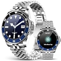 DA GPT Smartwatch Herren, 1,19'' AMOLED Smart Watch mit Bluetooth Anrufe, 107 Sportmodi Fitnessuhr mit Herzfrequenz Schlafüberwachung Schrittzähler, IP67 Wasserdicht Runde Uhr für iOS Android Silber