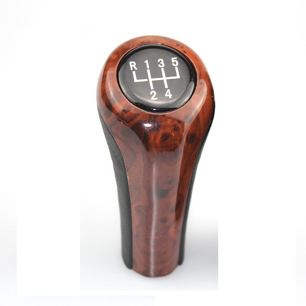 Versnellingspook knop Voor Bmw 1 3 5 6 Serie 5 6 Speed ​​Auto Pookknop Pu Leer Manual Shifter Hendel handvat Stok Hoofd Bal Auto pookknop (Maat : 5 speed Wood Grain