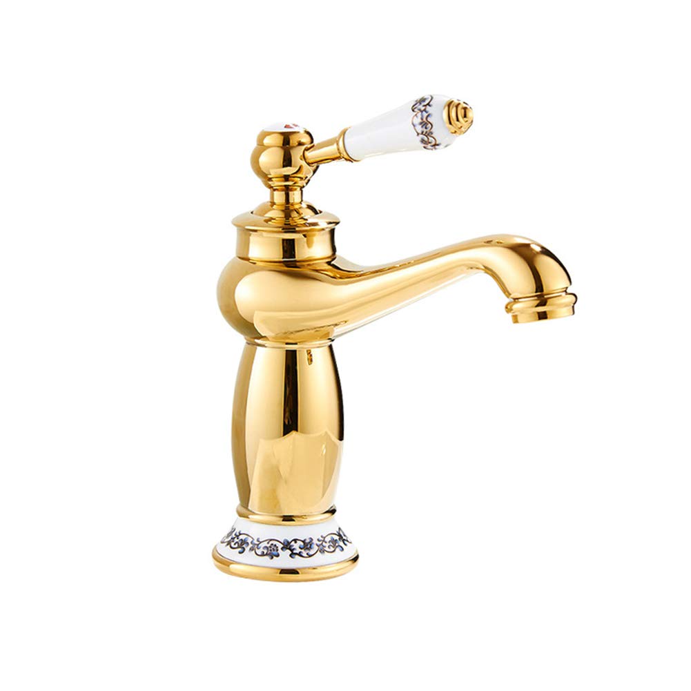 Rubinetto Bagno Lavabo, Rubinetto Lavabo, Antico D'oro Ottone Rubinetto Bagno, Acqua Calda E Fredda Disponibile, Elegant Miscelatore Monocomando, Per Bagno o Avabo Bagno, Con Valvola In Ceramica
