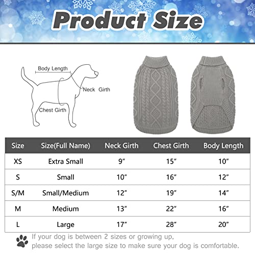 Bingpet Dog Knitted Sweaters - Turtleneck - Classic Cable Knit Dog Jumper Coat Warm Sweartershirts Outfits For Dogs Cats In Autumn Winter #TOP4