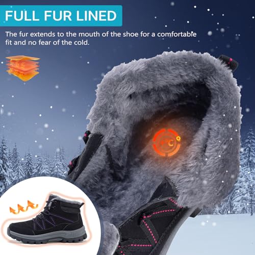 Women’s Snow Boots Warm Fur Lined Ankle Boots Lace-Up Anti-slip Cold-Resistant Comfor Winter Boots Outdoor Walking Shoes3