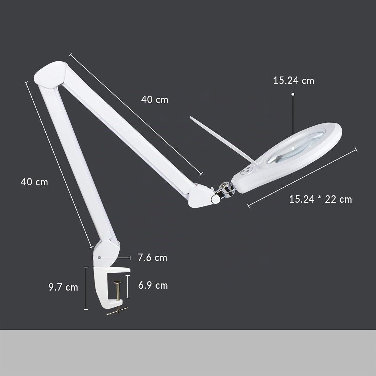 Neatfi Elite Super LED Lupenleuchte mit Klemme – 15CM-Glaslinse, 2,25X/4X Bifokal, 6500K Tageslicht | Blendfrei, stufenlos dimmbar Nicht Polar | Für Lesen, Basteln & Präzisionsarbeiten (15 cm, Weiß)