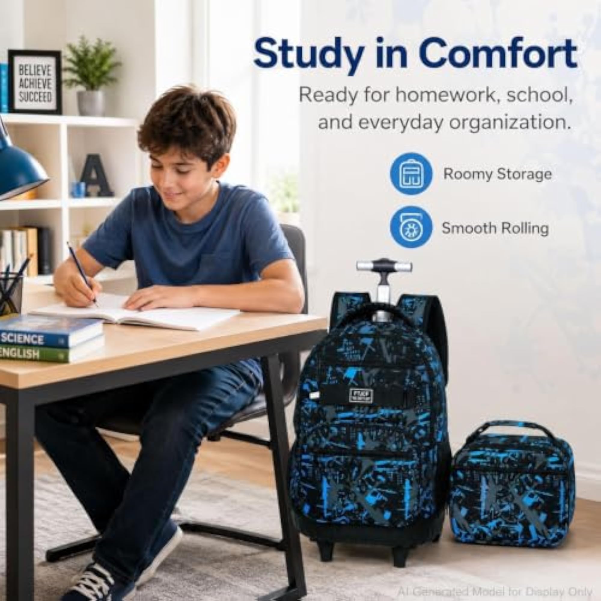 Rolling Backpack for Men with Wheels