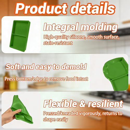 Set de 4 moldes y bandejas verdes de silicona para congelador miniatura 4