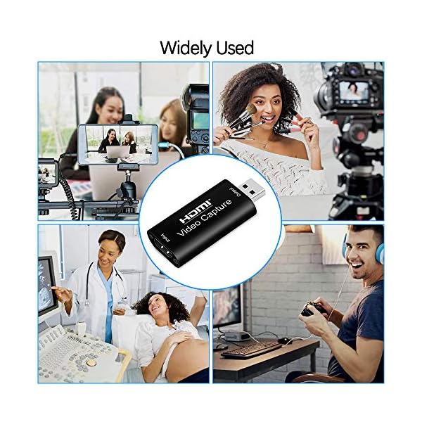 Videoaufnahmekarte, HDMI zu USB 2.0 Videospielaufnahme 1080P 60FPS, HD Video und Audio Capture Card,HDMI USB Adapter,für… – Bild 4