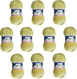 Hilo de Lana para Tejer Crochet Ganchillo o Punto Torrijo BAHIA 80g, Ovillo de Lana Suave Acrílica para Tejer | 10 Unidades, Color 2447-VERDE