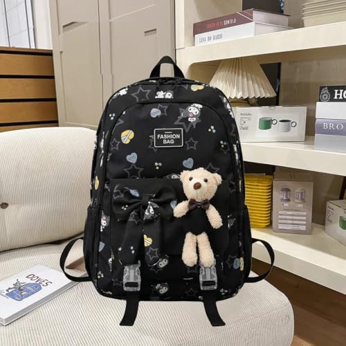 Image of SRZ School Bag College Bag Backpack for women Travel bag Polyester Trendy Stylish Backpack Drawstring Embroidery