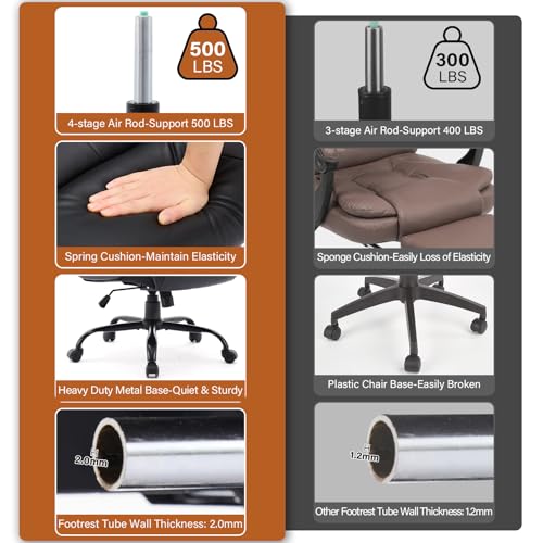 GAOMON Big and Tall Office Chair 500lbs, Wide Seat Home Office Chair, Ergonomic Executive Office Chair, High Back Computer Desk Chairs, Rolling Swivel Pc Chair With High Back & Flip-Up Armrests, Black