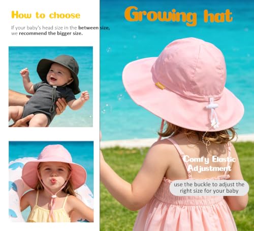Baby Sun Hat Infant Toddler Summer Bucket Hat Kids Cotton Beach Sun Hats for Baby Boys Girls Child 2-4 Years Pink — view 4