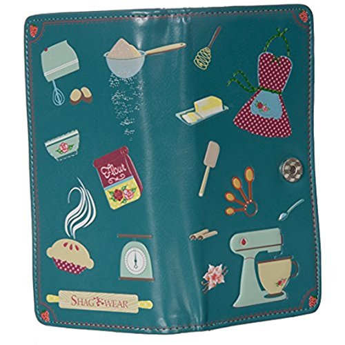 Shag Wear Baking Apron Kitchen Mixer Large Wallet for Women and Teen Girls Vegan Faux Leather Teal 7"3