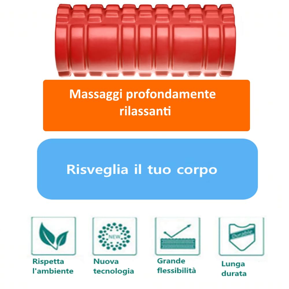 FSMD023 Foam Roller | Rullo Yoga Massaggiatore Indeformabile per Trigger Point Therapy - Automassaggio Muscolare a Rilascio Miofasciale - 33 X 17 cm - Ideale per Crossfit, Stretching, Yoga, Pilates, Fisioterapia