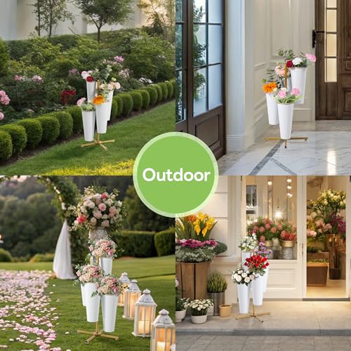 Ruifabo Flower Bar Stand with 4 Metal Buckets, 4 Tier Flower Display Stand, Rotatable Flower Cart Iron Plant Stand for Wedding or Florist Decor, Upgrade Metal Bucket Durable than Plastic Bucket by Ruifabo - Image 6