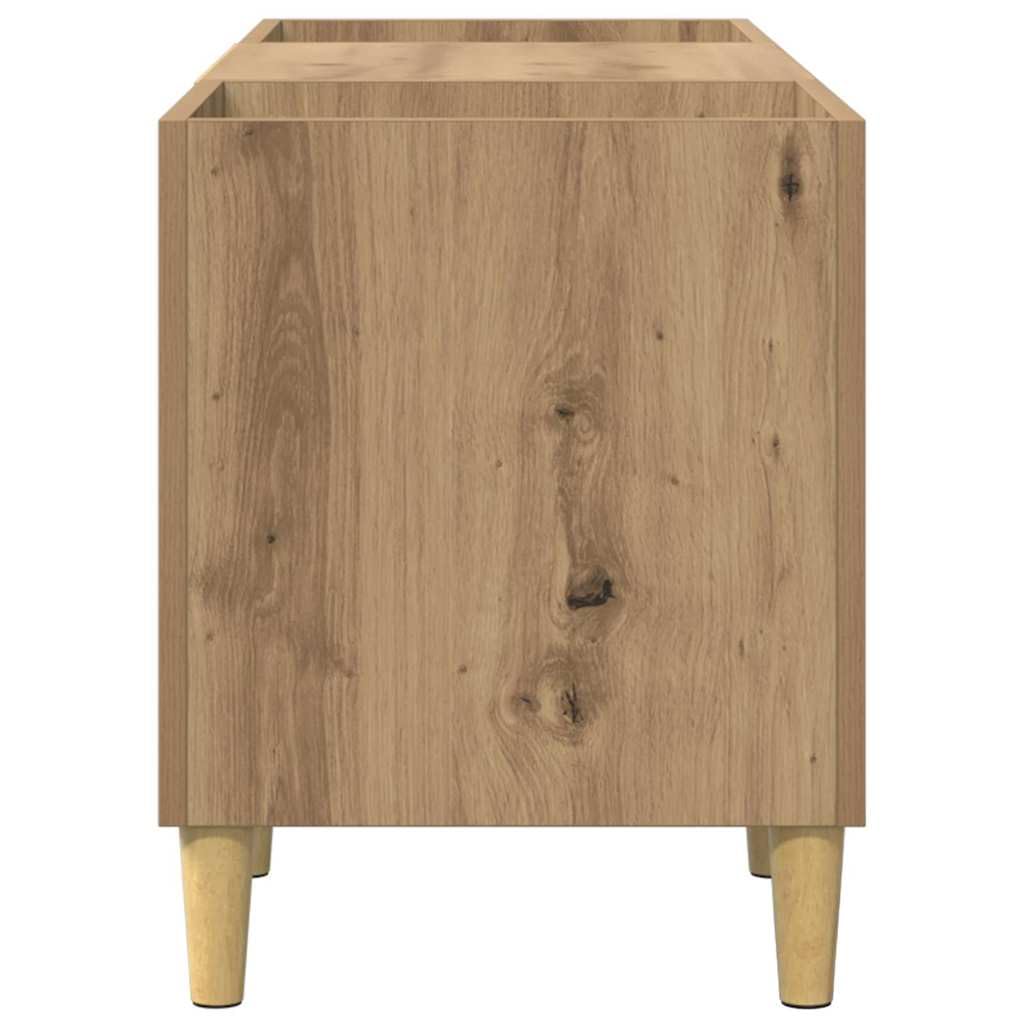 Armadietto per dischi in rovere Artisan, 121 x 38 x 48 cm, con 2 ripiani e ante a cerniera, per soggiorno e collezione di musica, sicuro