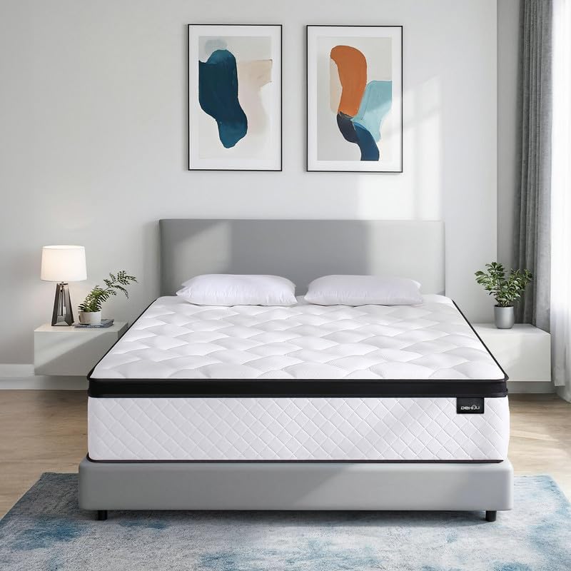 Queen Size Mattress, 14 Inch Hybrid Memory Foam Queen Mattress in a Box with Individual Pocket Spring for Motion Isolation & Pressure Relief, Medium Firm, CertiPUR-US