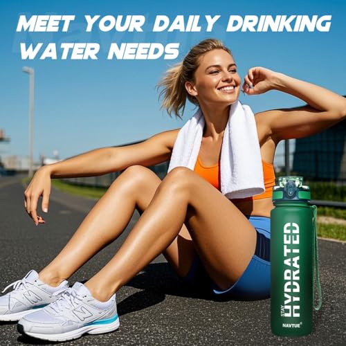 Image of Water Bottle 32 oz Motivational Time Marker Tritan Bottle