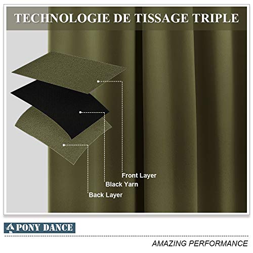 image for PONY DANCE Blackout Kitchen Curtains - Window Drapes Rod Pocket & Back