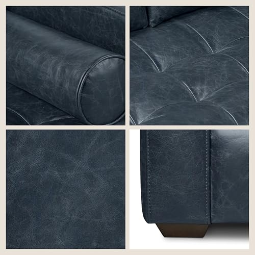 Image of Poly & Bark Napa 82 inch Leather Pull‑Out Sleeper Sofa - Full‑Grain Italian Leather Upholstery,Tri‑Layer Mattress & Storage Console -Sophisticated Multi‑Functional Sofa Bed for Living Rooms & Guest Spaces