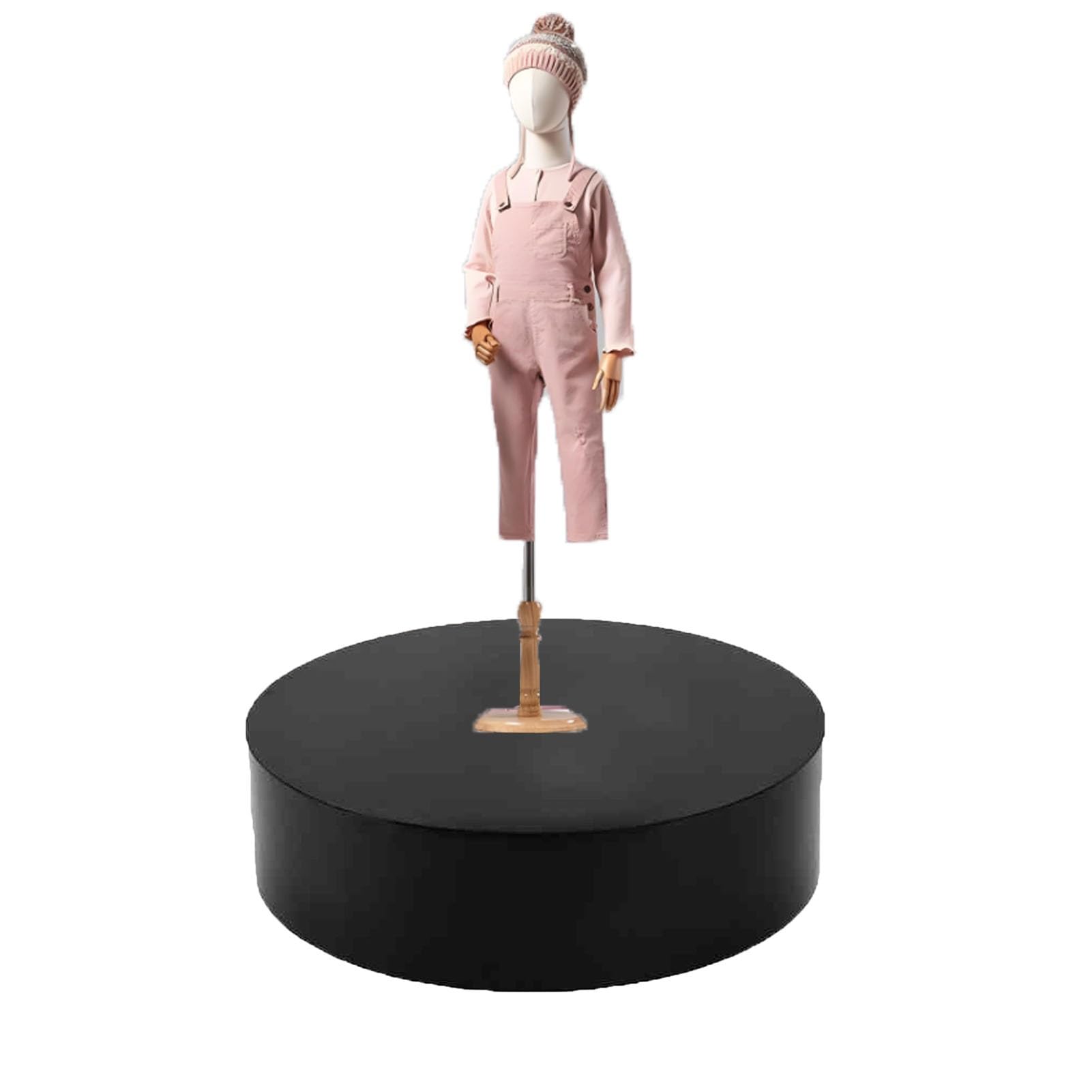 Présentoir de boutique de mariage noir cylindrique pour éviter les vitrines plates et vides