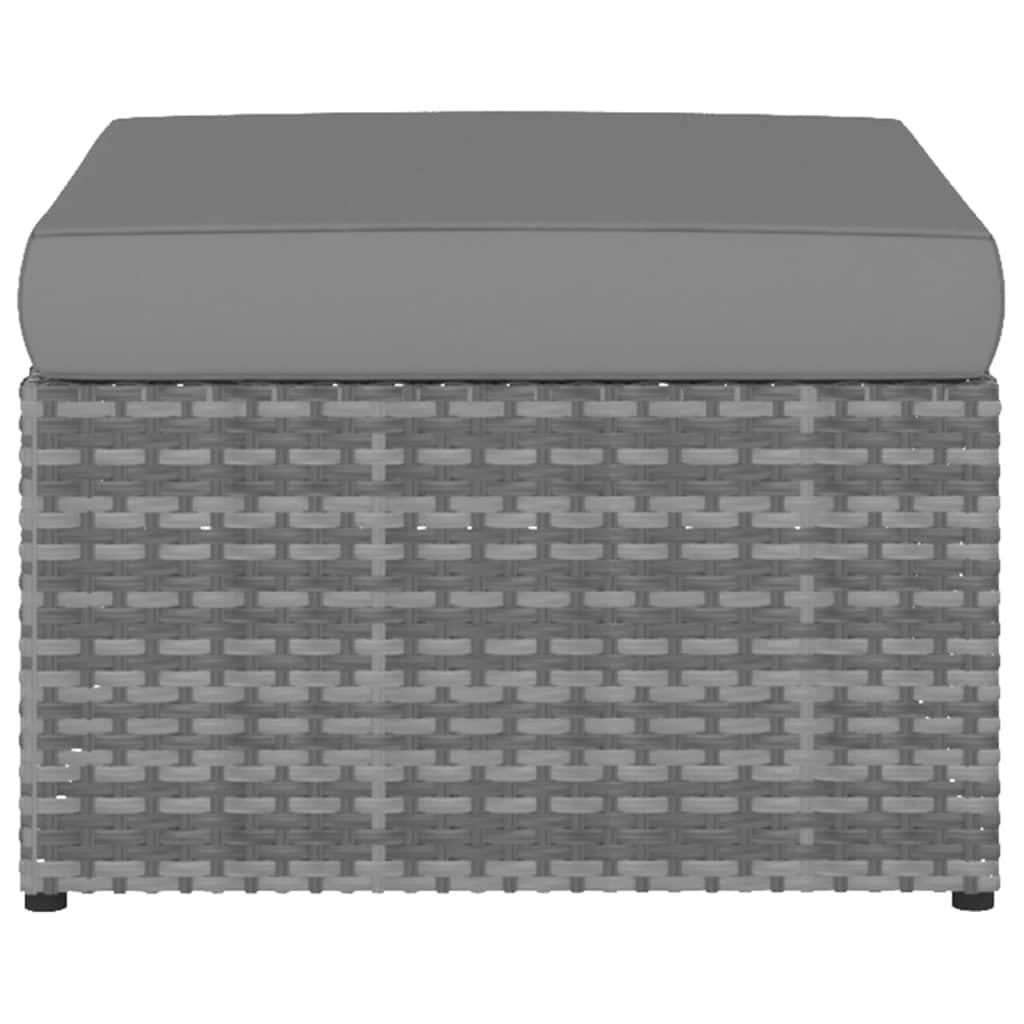 Chaise de Jardin avec Pouf en Résine Tressée Anthracite, Fauteuil de Terrasse Extérieur et Intérieur avec Coussins Gris Foncé, Mobilier pour Balcon et Patio