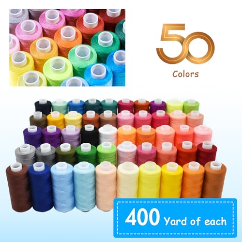 Kit de hilo para coser 100 piezas, 50 colores, 400 yardas miniatura 5