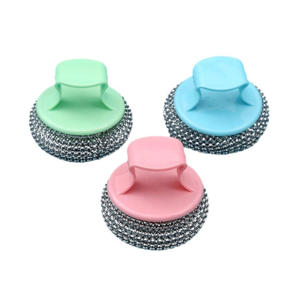 Scrubber Ergonomico In Lana Di Acciaio Inox Con Manico Lungo E Testina Sostituibile Per La Pulizia Profonda Di Piatti Pentole Padelle Griglie