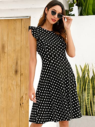 Image of YATHON Women's Vintage Ruffle Sleeve Floral A Line Cocktail Party Dresses