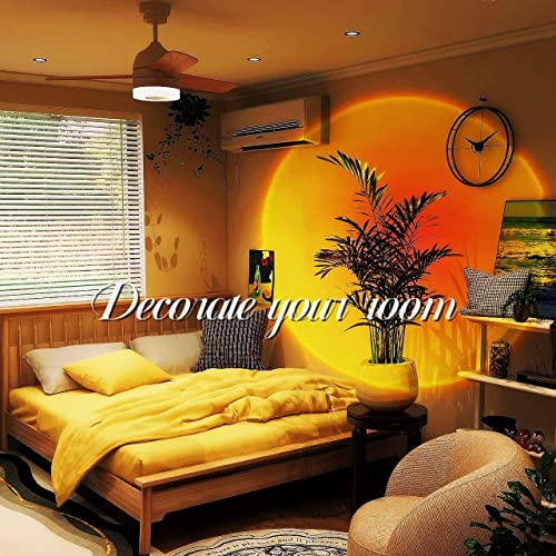 Image of JIMEI Sunset Lamp Led Lights for Bedroom Aesthetic Room Decor Night Light Living Room Sun Sunlight Projector Christmas Decorations Gifts Party Orange