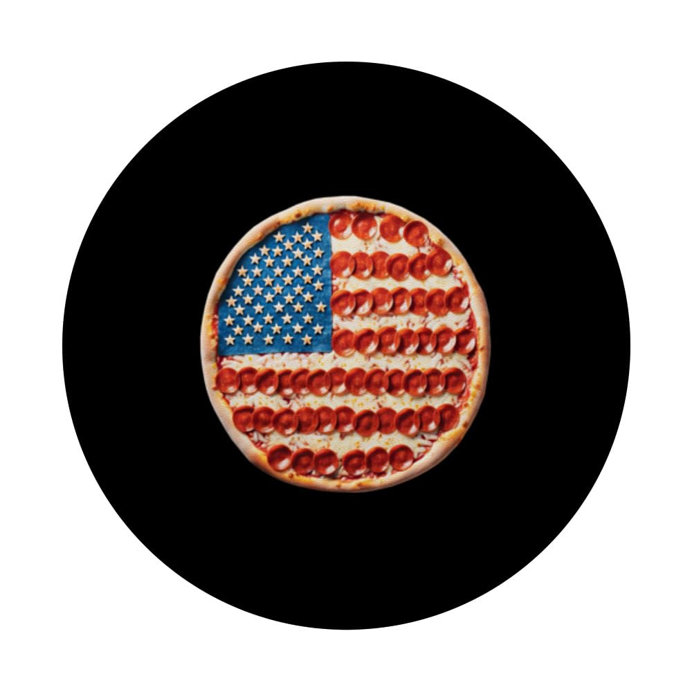 Pizza Patriot Veterans Day Tribute Veteran Day American Flag PopSockets Swappable PopGrip, Black - Image 3