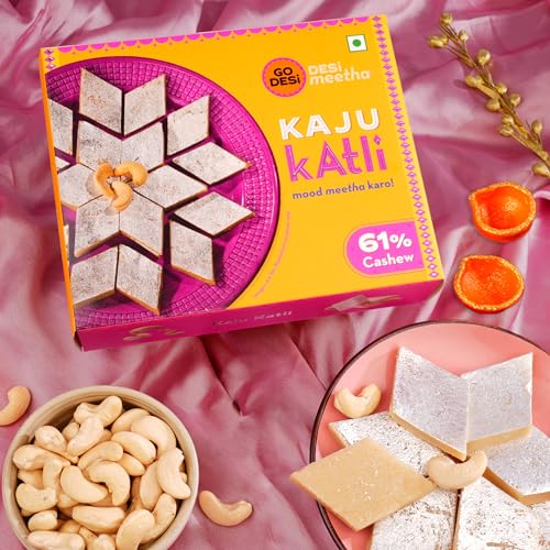 GO-DESi-Kaju-Katli-Premium-Box-200-grams-with-Diya-Diwali-Gifts-Diwali-gifts-for-family-and-friends-Diwali-gift-hampers-Indian-Sweets-Mithai